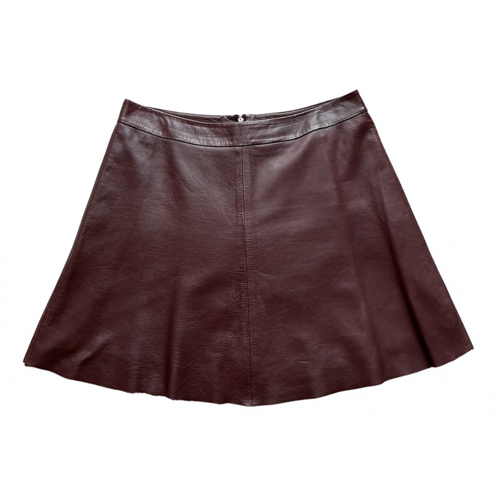 Veda Burgundy Leather Mini Skirt